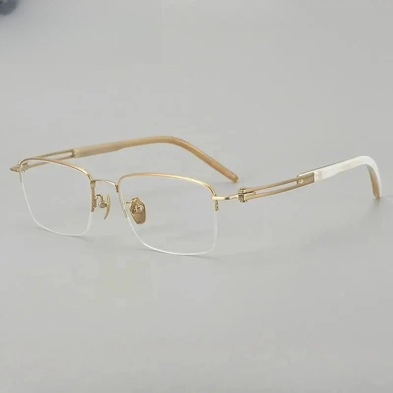 Men's Square Semi-Rimless Titanium Oversized Prescription Glasses 966008 — view 5 | Rx Spectacle