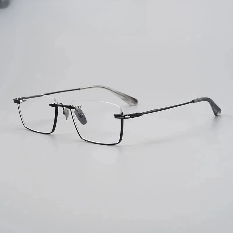 Unisex Square Semi-Rimless Titanium Prescription Glasses 842416 — view 6 | Rx Spectacle