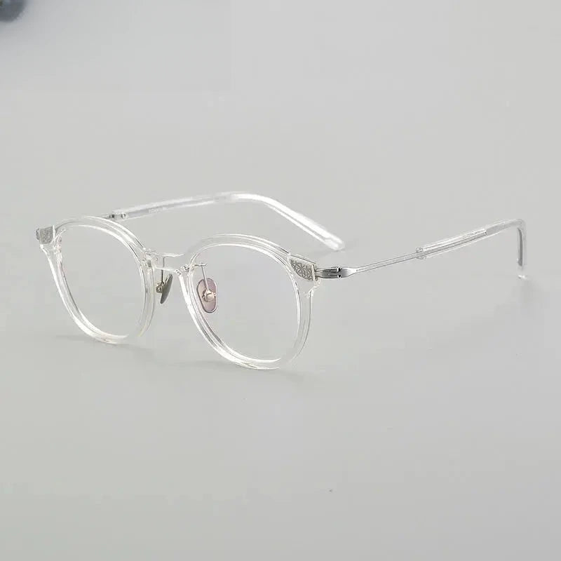 Unisex Round Full Rim Titanium Prescription Glasses 871123 — view 6 | Rx Spectacle