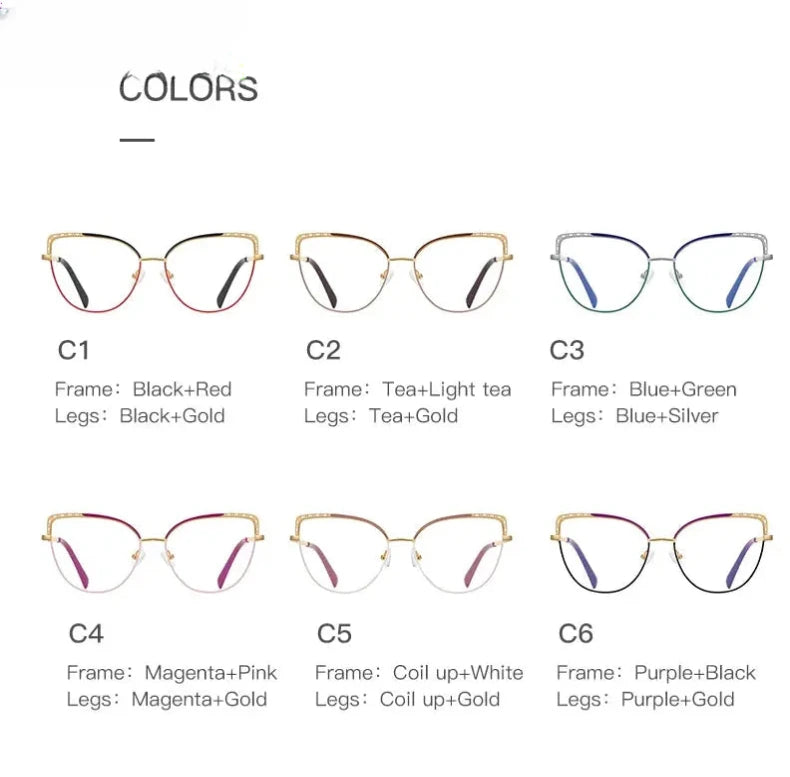 Women's Cat Eye Full Rim Alloy Reading Glasses Pfd3112 — view 11 | Rx Spectacle