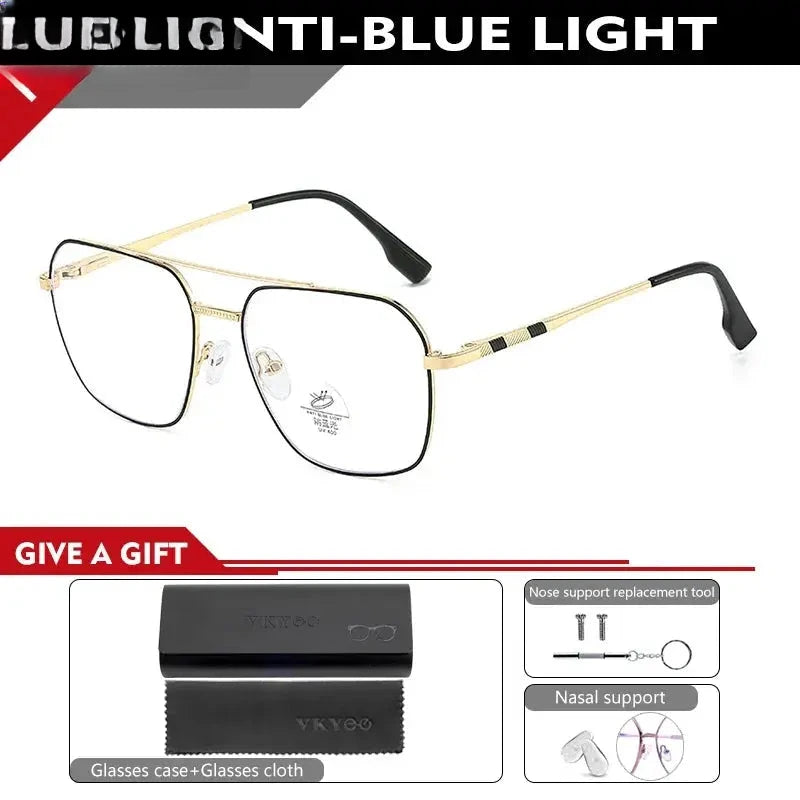 Unisex Square Full Rim Alloy Double Bridge Reading Glasses 46905 — view 8 | Rx Spectacle