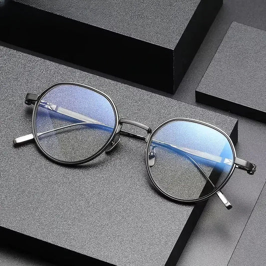 Unisex Oval Full Rim Titanium Flat Top Prescription Glasses 64261 — view 1 | Rx Spectacle