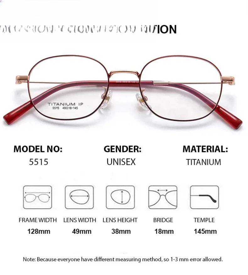 Women's Oval Full Rim Titanium Prescription Glasses 85515 — view 2 | Rx Spectacle