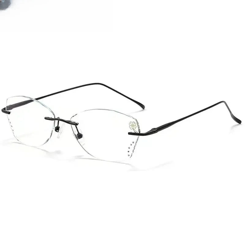 Women's Butterfly Rimless Titanium Prescription Glasses 318959 — view 5 | Rx Spectacle