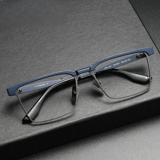 Unisex Square Full Rim Titanium Prescription Glasses 369137 — view 1 | Rx Spectacle
