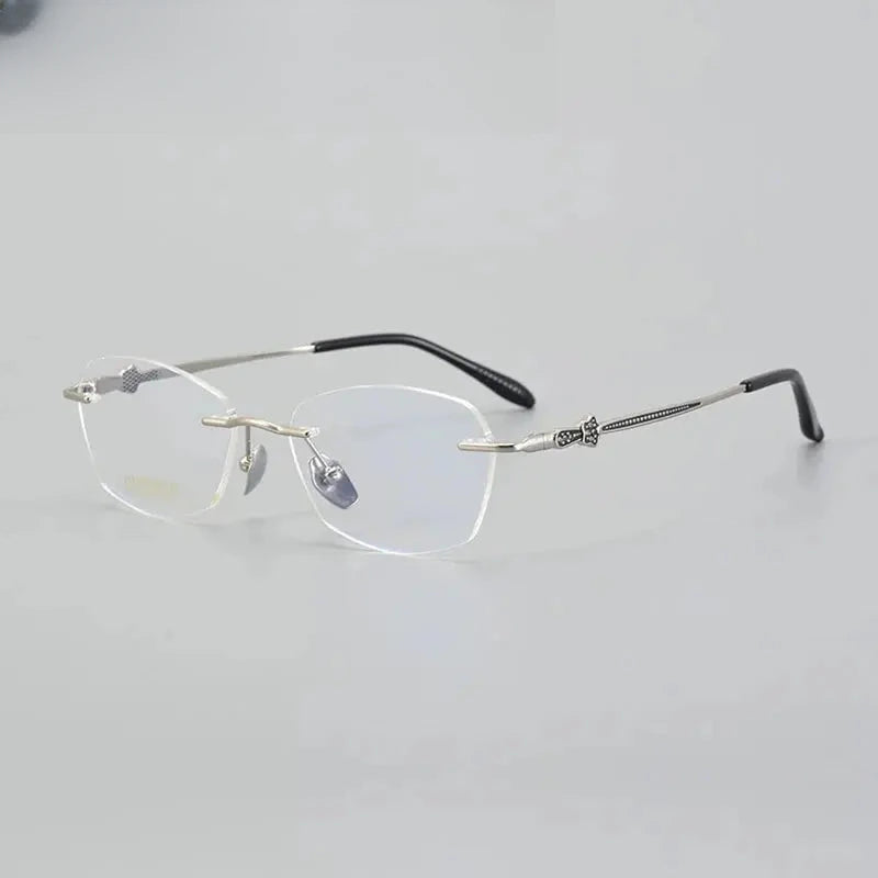 Women's Oval Rimless Titanium Prescription Glasses 69263 — view 9 | Rx Spectacle