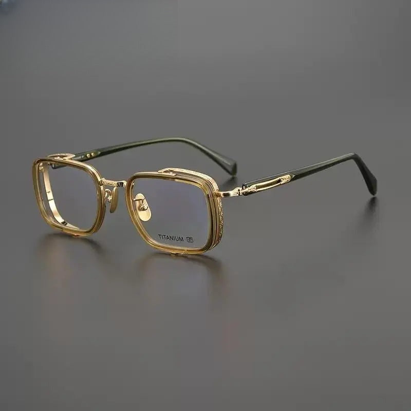Unisex Square Full Rim Titanium Prescription Glasses Gxyj1023 — view 4 | Rx Spectacle