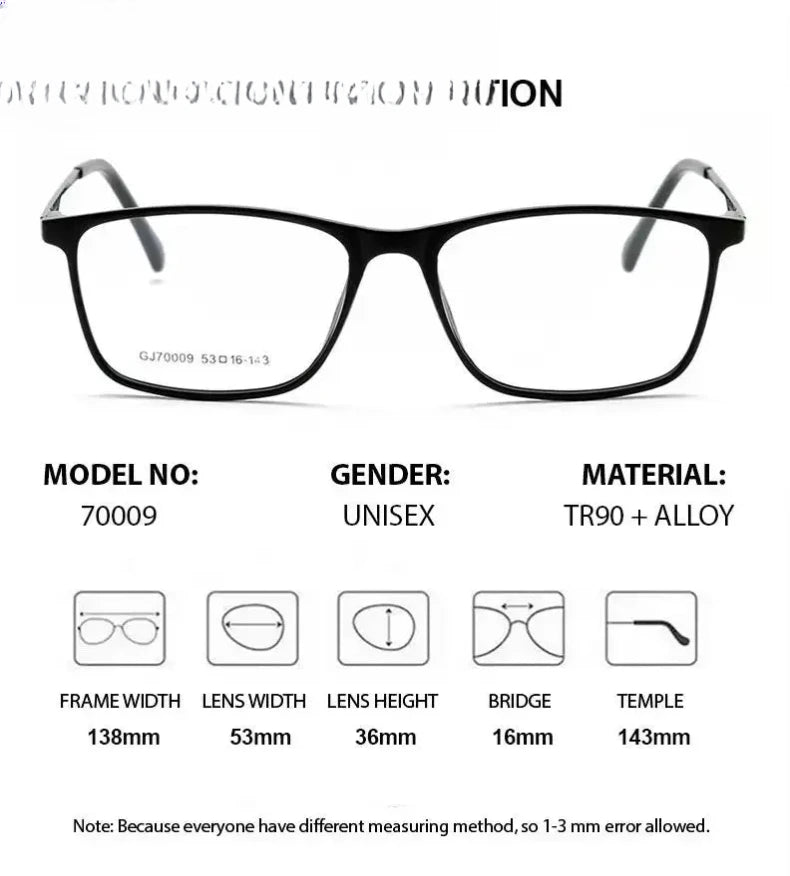Women's Square Full Rim Titanium Prescription Glasses 70009 — view 3 | Rx Spectacle