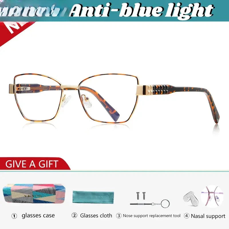 Women's Cat Eye Full Rim Alloy Reading Glasses 963168 — view 5 | Rx Spectacle