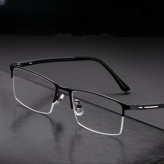 Unisex Semi-Rimless Titanium Prescription Glasses P9916 — view 1 | Rx Spectacle