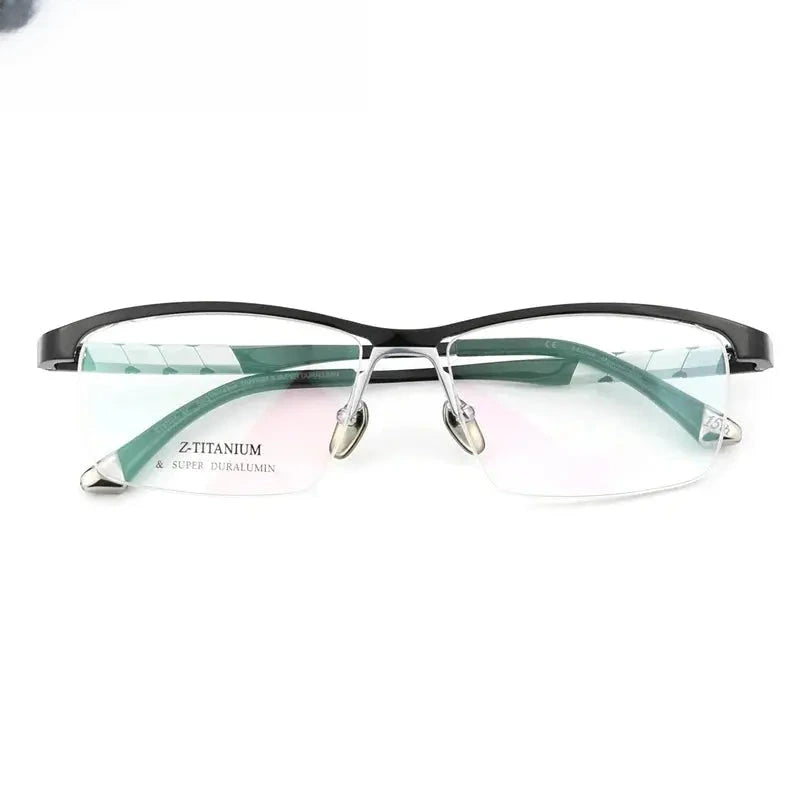 Men's Square Semi-Rimless Titanium Oversized Prescription Glasses 327035 — view 1 | Rx Spectacle