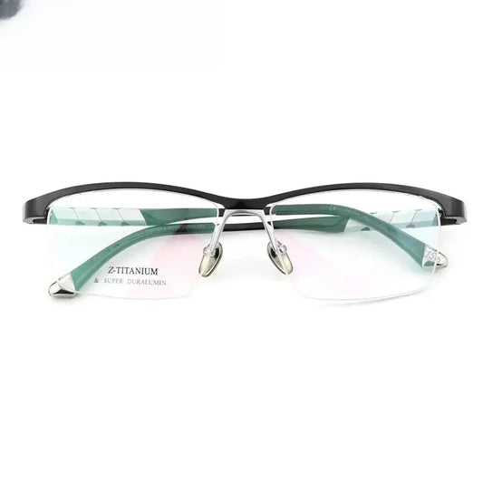 Men's Square Semi-Rimless Titanium Oversized Prescription Glasses 327035 — view 1 | Rx Spectacle