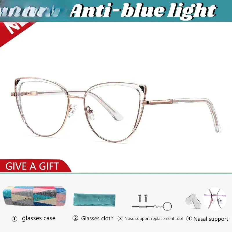 Women's Cat Eye Full Rim Alloy Reading Glasses 43124 — view 11 | Rx Spectacle