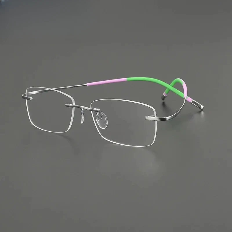 Unisex Square Rimless Titanium Prescription Glasses G85899 — view 4 | Rx Spectacle