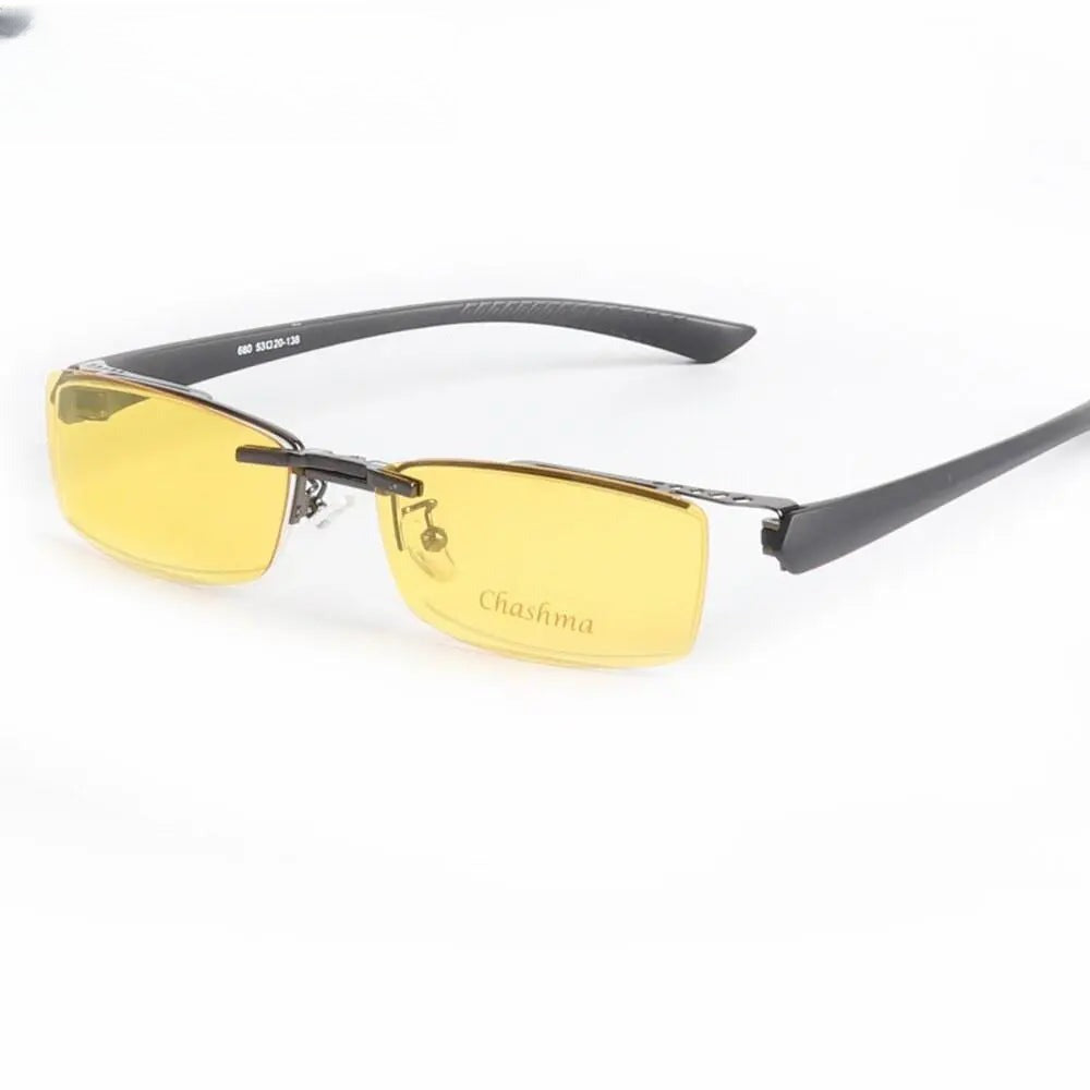 Men's Rectangular Semi-Rimless Alloy Clip-On Prescription Glasses 680 — view 6 | Rx Spectacle