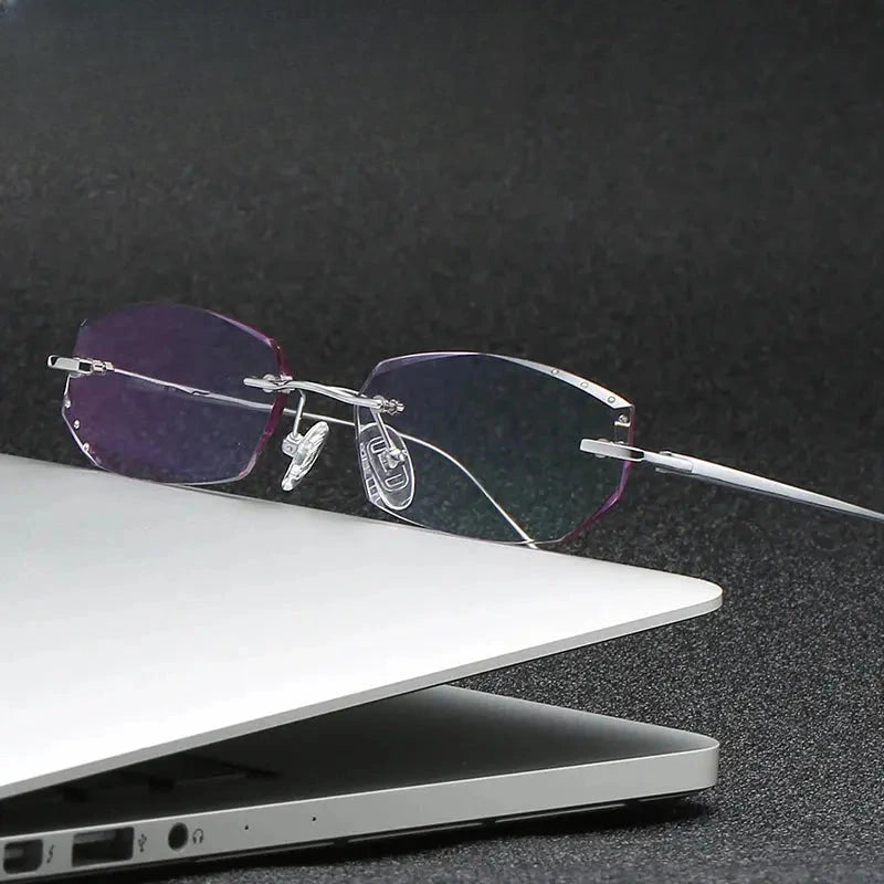 Women's Oval Rimless Titanium Prescription Glasses 9037 — view 1 | Rx Spectacle
