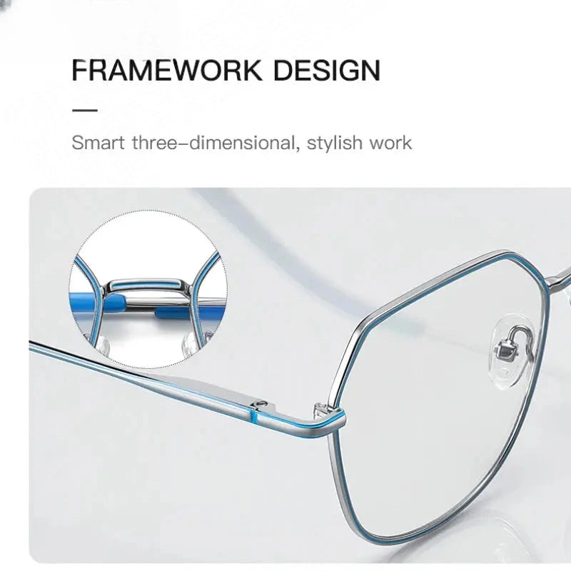 Women's Polygon Full Rim Alloy Reading Glasses 3040 — view 4 | Rx Spectacle