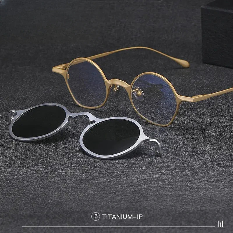 Unisex Irregular Full Rim Titanium Clip-On Prescription Glasses 148583 — view 1 | Rx Spectacle