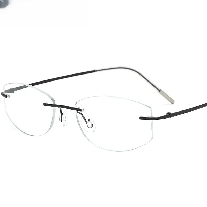 Women's Oval Rimless Titanium Screwless Prescription Glasses 62106 — view 1 | Rx Spectacle