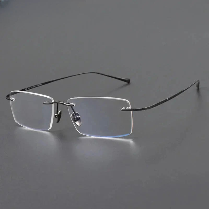Unisex Square Rimless Titanium Prescription Glasses 881818 — view 3 | Rx Spectacle