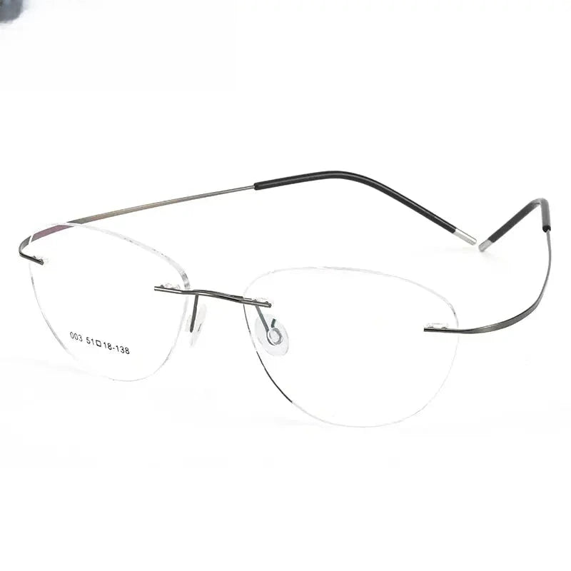 Women's Cat Eye Rimless Titanium Prescription Glasses 881003 — view 5 | Rx Spectacle