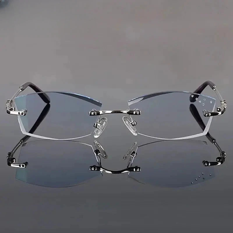Women's Square Rimless Titanium Prescription Glasses 710056 — view 4 | Rx Spectacle
