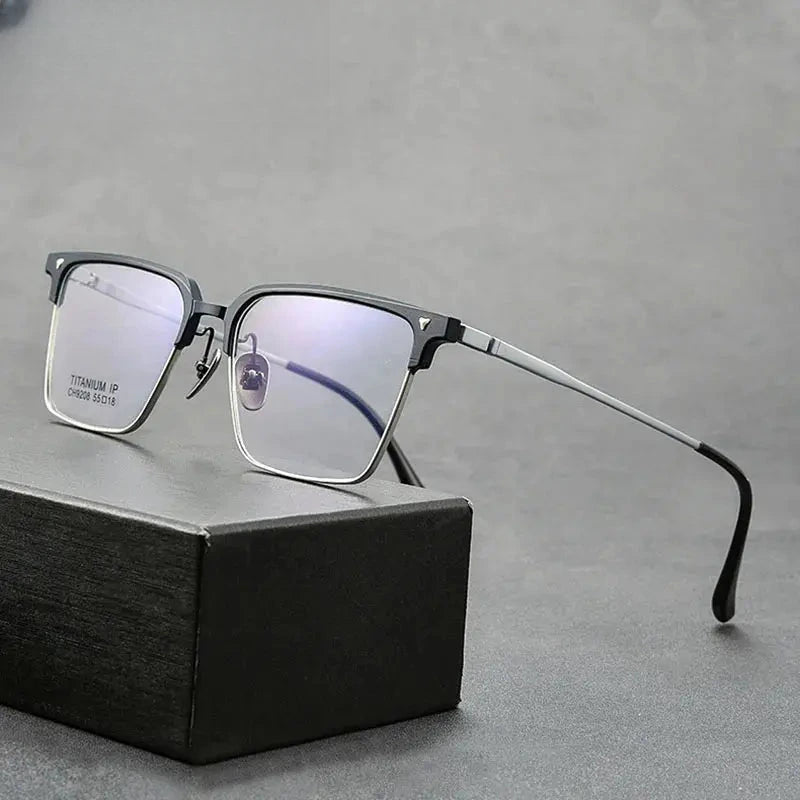 Unisex Square Full Rim Titanium Prescription Glasses 92084 — view 1 | Rx Spectacle