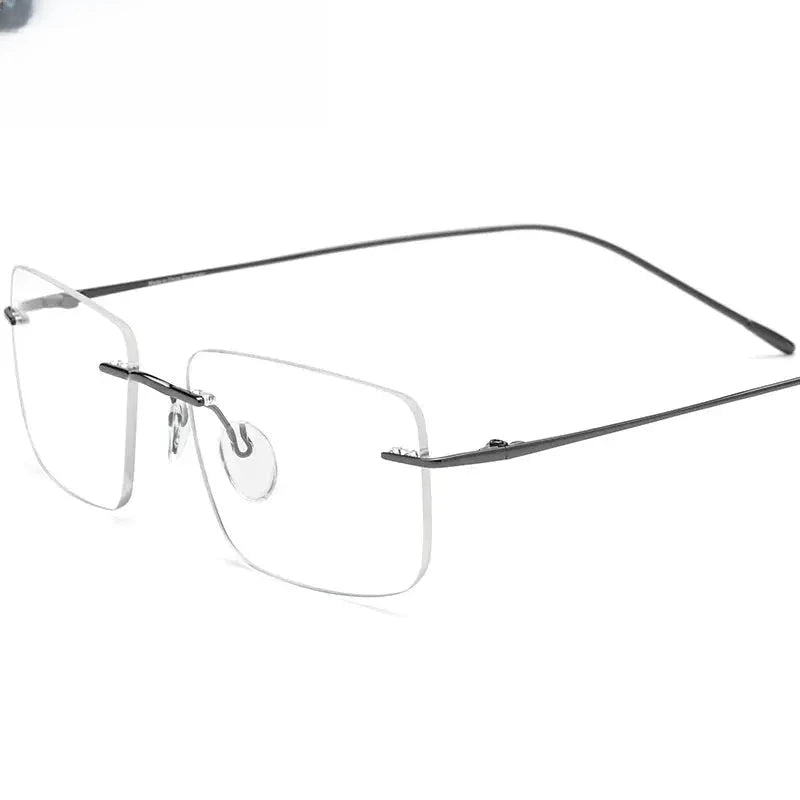 Unisex Square Rimless Titanium Prescription Glasses 185870 — view 3 | Rx Spectacle