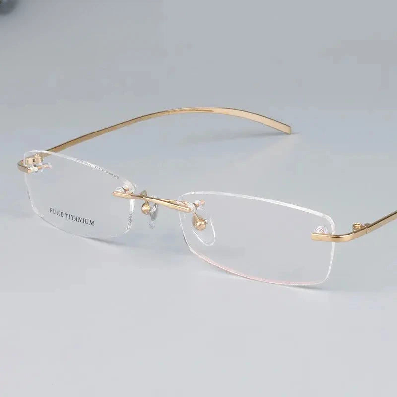 Women's Square Rimless Titanium Prescription Glasses Eyeglasses102844 — view 1 | Rx Spectacle