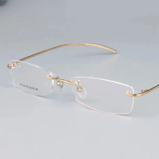 Women's Square Rimless Titanium Prescription Glasses Eyeglasses102844 — view 1 | Rx Spectacle