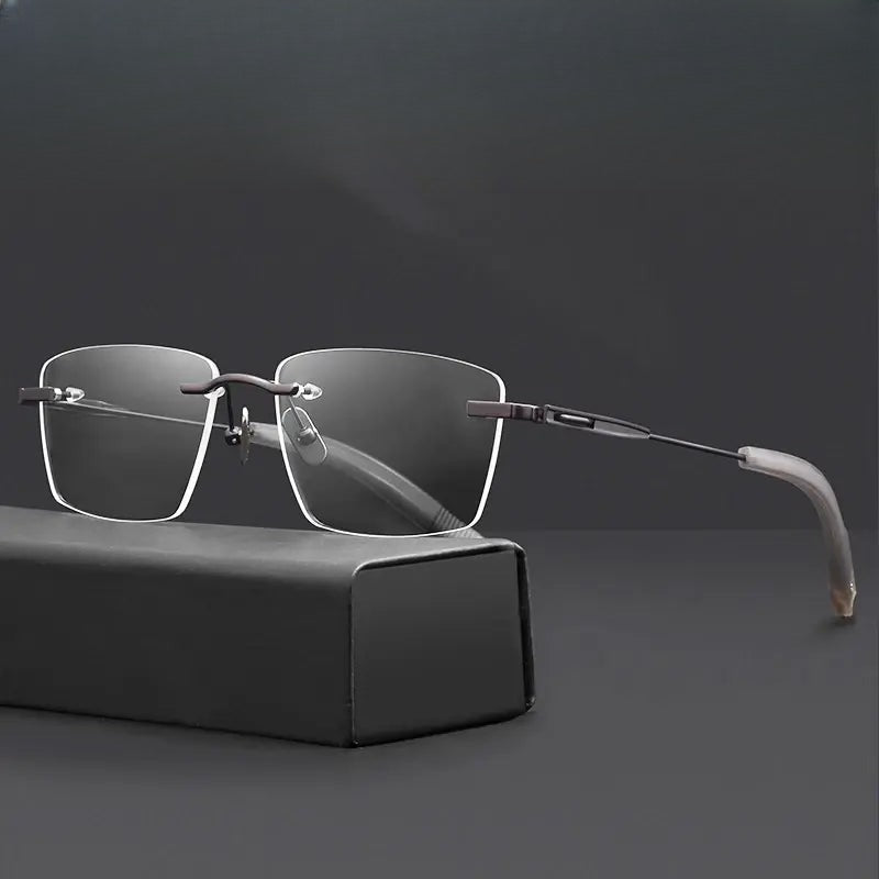 Men's Square Rimless Titanium Prescription Glasses 808140 — view 1 | Rx Spectacle