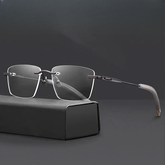 Men's Square Rimless Titanium Prescription Glasses 808140 — view 1 | Rx Spectacle