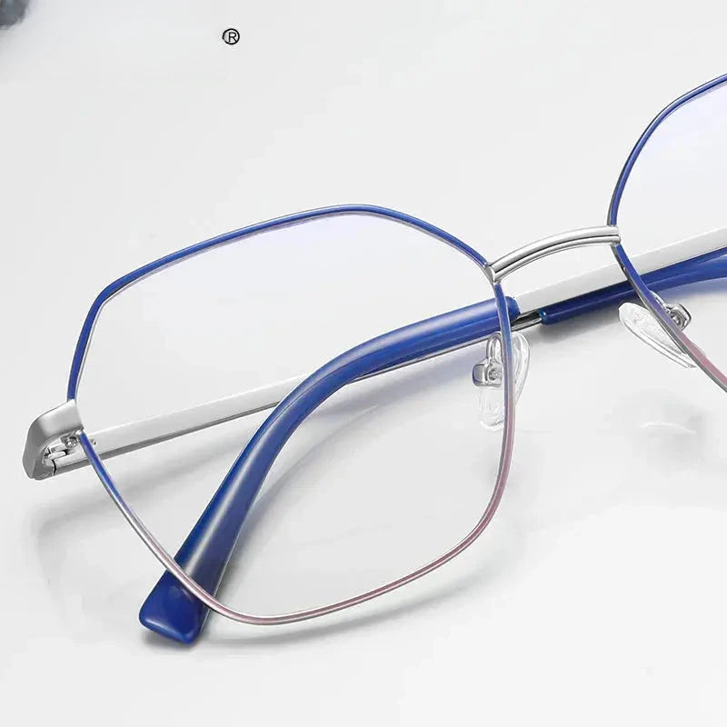 Women's Polygon Full Rim Stainless Steel Reading Glasses 3090 — view 2 | Rx Spectacle