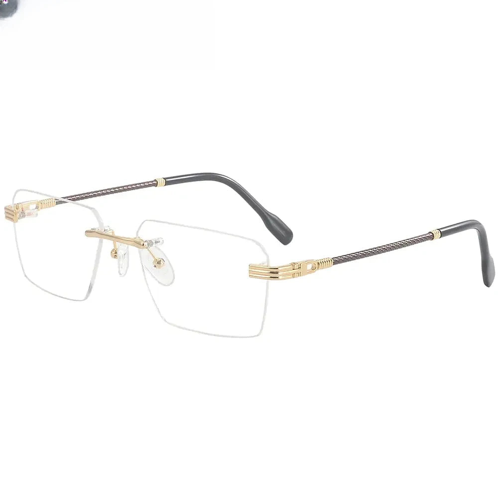 Unisex Polygon Rimless Titanium Flat Top Prescription Glasses 650032 — view 1 | Rx Spectacle