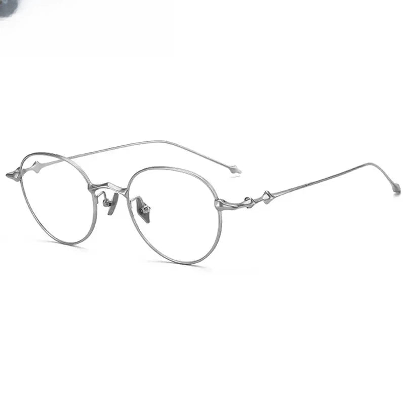 Women's Round Full Rim Titanium Prescription Glasses Ep4549 — view 2 | Rx Spectacle