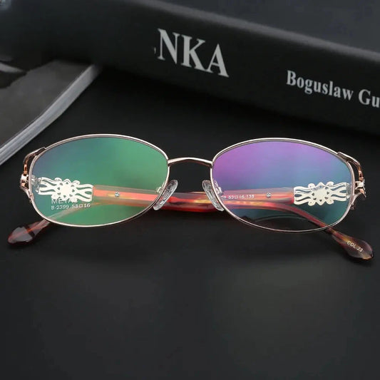 Women's Oval Full Rim Titanium Prescription Glasses 772399 — view 1 | Rx Spectacle