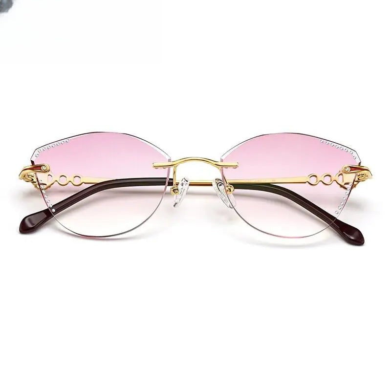 Women's Cat Eye Rimless Titanium Prescription Glasses 9110 — view 3 | Rx Spectacle