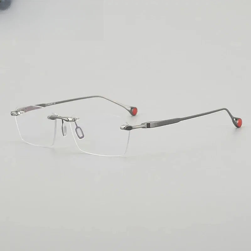 Unisex Square Rimless Titanium Prescription Glasses 401307 — view 5 | Rx Spectacle