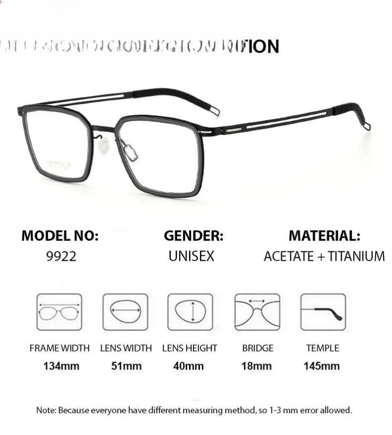 Women's Square Full Rim Titanium Prescription Glasses 89922 — view 2 | Rx Spectacle