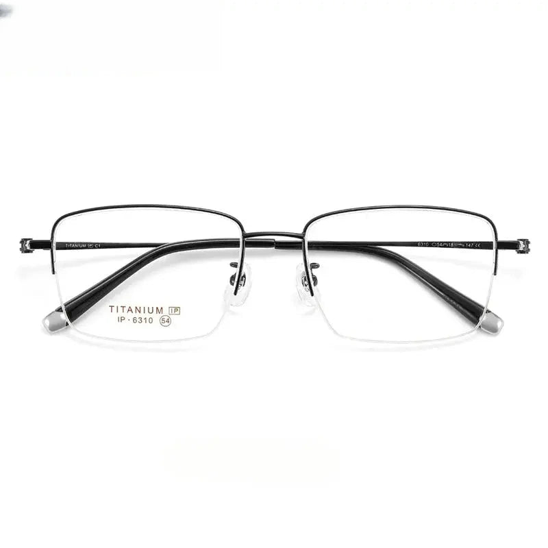 Unisex Polygon Semi-Rimless Titanium Prescription Glasses 966310 — view 3 | Rx Spectacle