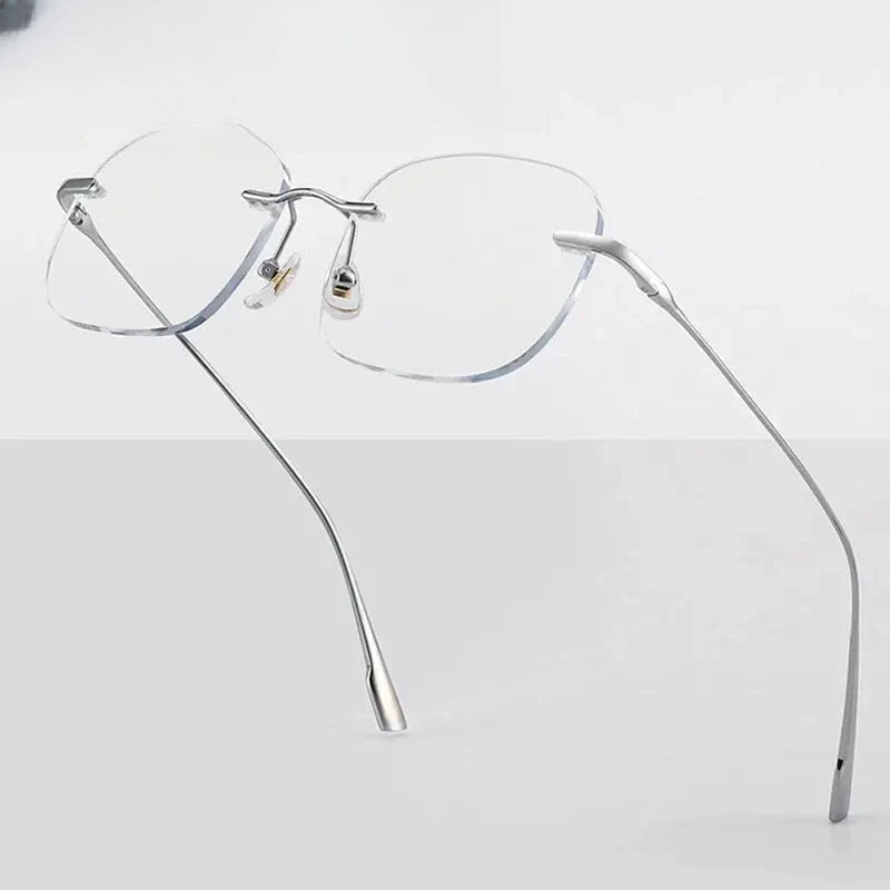 Men's Square Rimless Titanium Prescription Glasses 99219 — view 1 | Rx Spectacle