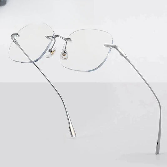 Men's Square Rimless Titanium Prescription Glasses 99219 — view 1 | Rx Spectacle