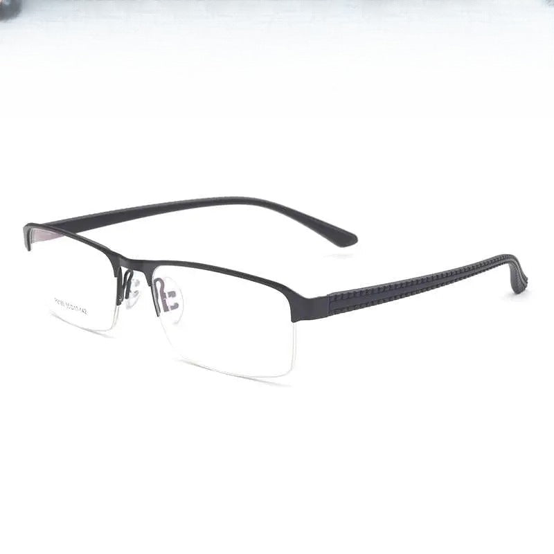 Men's Square Semi-Rimless Alloy Prescription Glasses P9165 — view 1 | Rx Spectacle