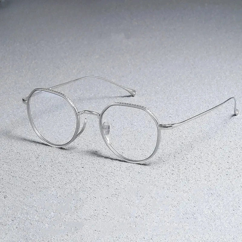 Women's Round Full Rim Titanium Flat Top Prescription Glasses 417310 — view 3 | Rx Spectacle