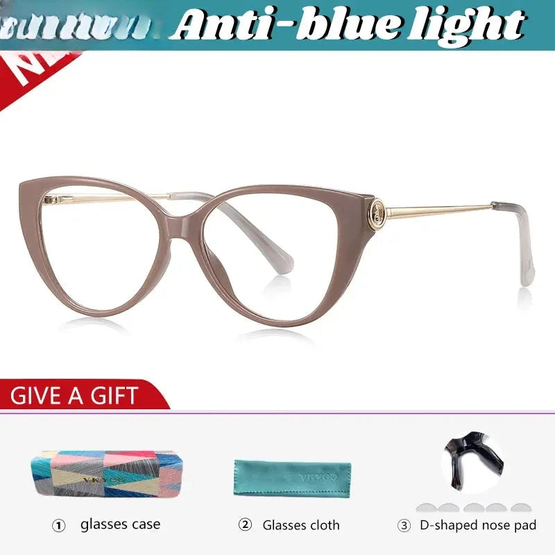 Women's Cat Eye Full Rim Titanium Reading Glasses 97207 — view 3 | Rx Spectacle