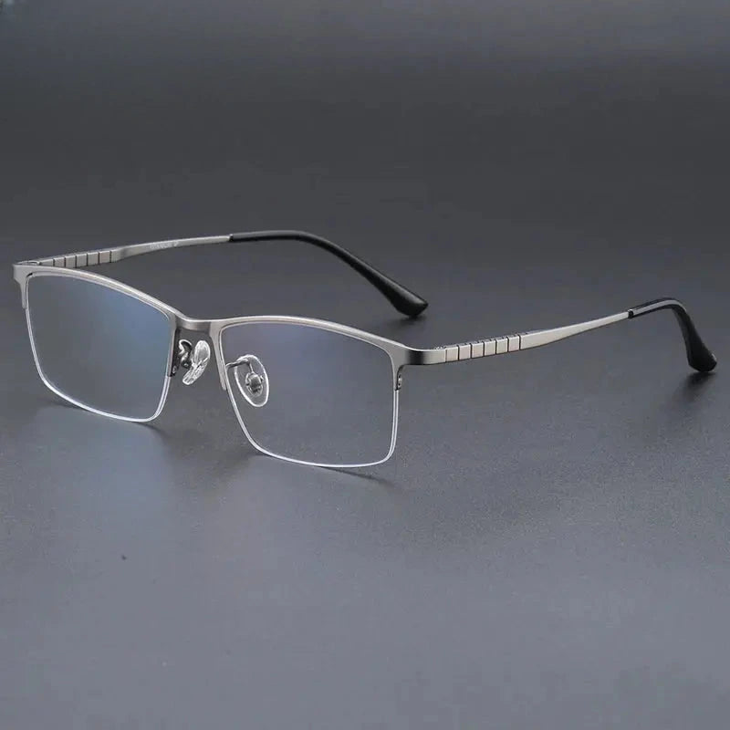 Men's Square Semi-Rimless Titanium Prescription Glasses 745002 — view 3 | Rx Spectacle