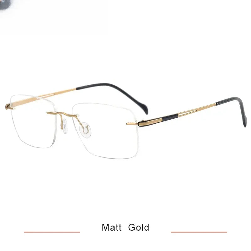 Unisex Square Rimless Titanium Prescription Glasses 316065 — view 4 | Rx Spectacle
