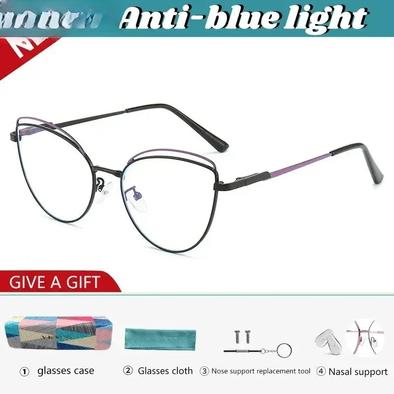 Women's Cat Eye Full Rim Alloy Reading Glasses 49745 — view 6 | Rx Spectacle