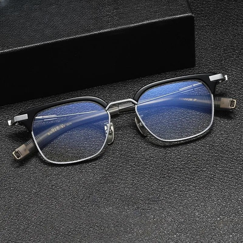 Unisex Square Full Rim Titanium Prescription Glasses Gxyj1070 — view 9 | Rx Spectacle