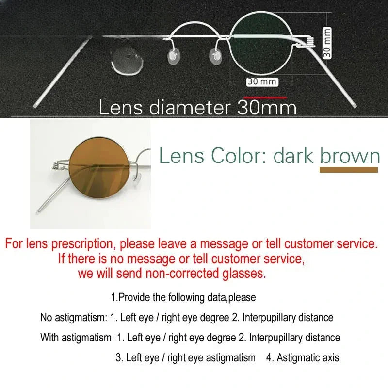 Unisex Round Full Rim Stainless Steel Prescription Glasses 14132 — view 8 | Rx Spectacle